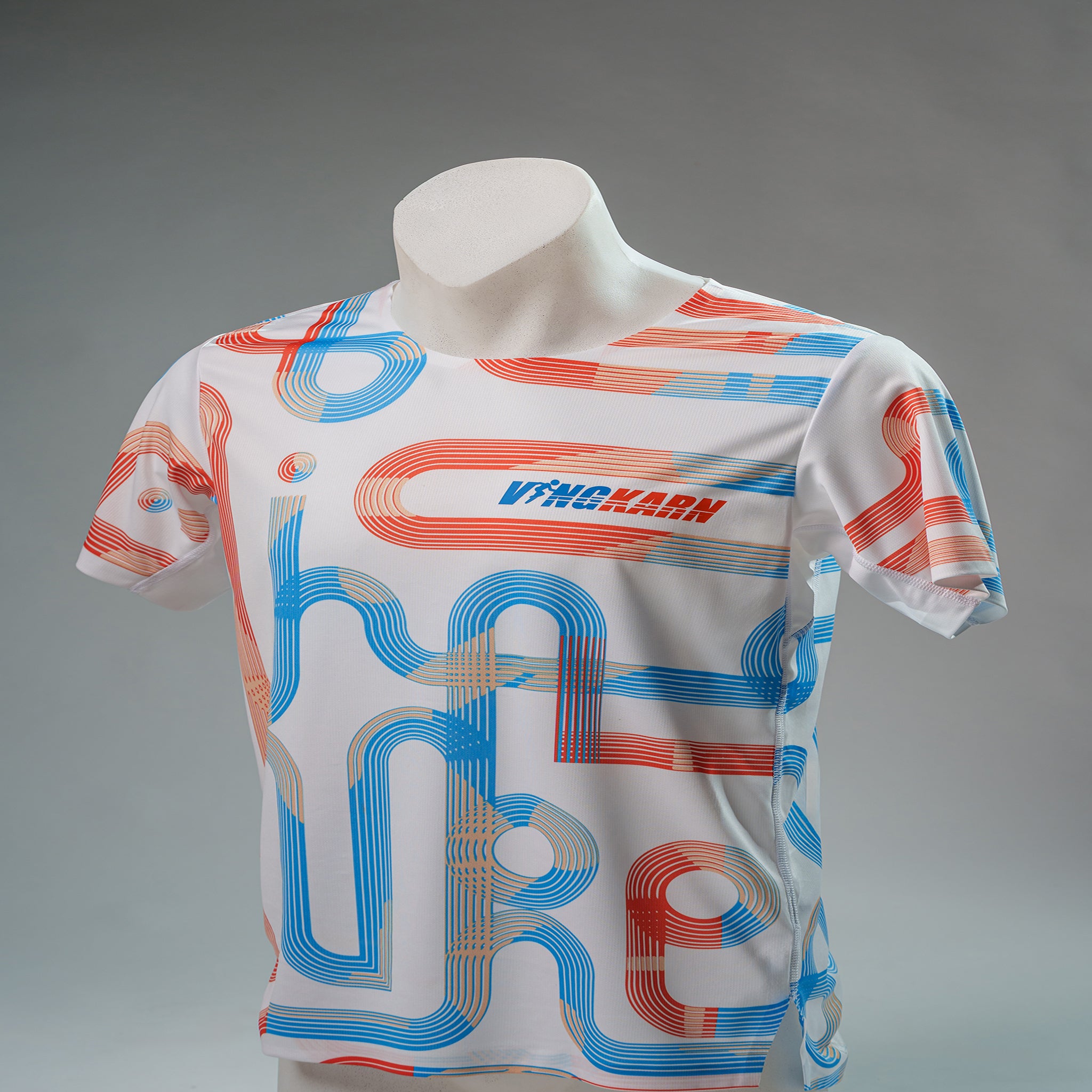 Round neck running track shirt White