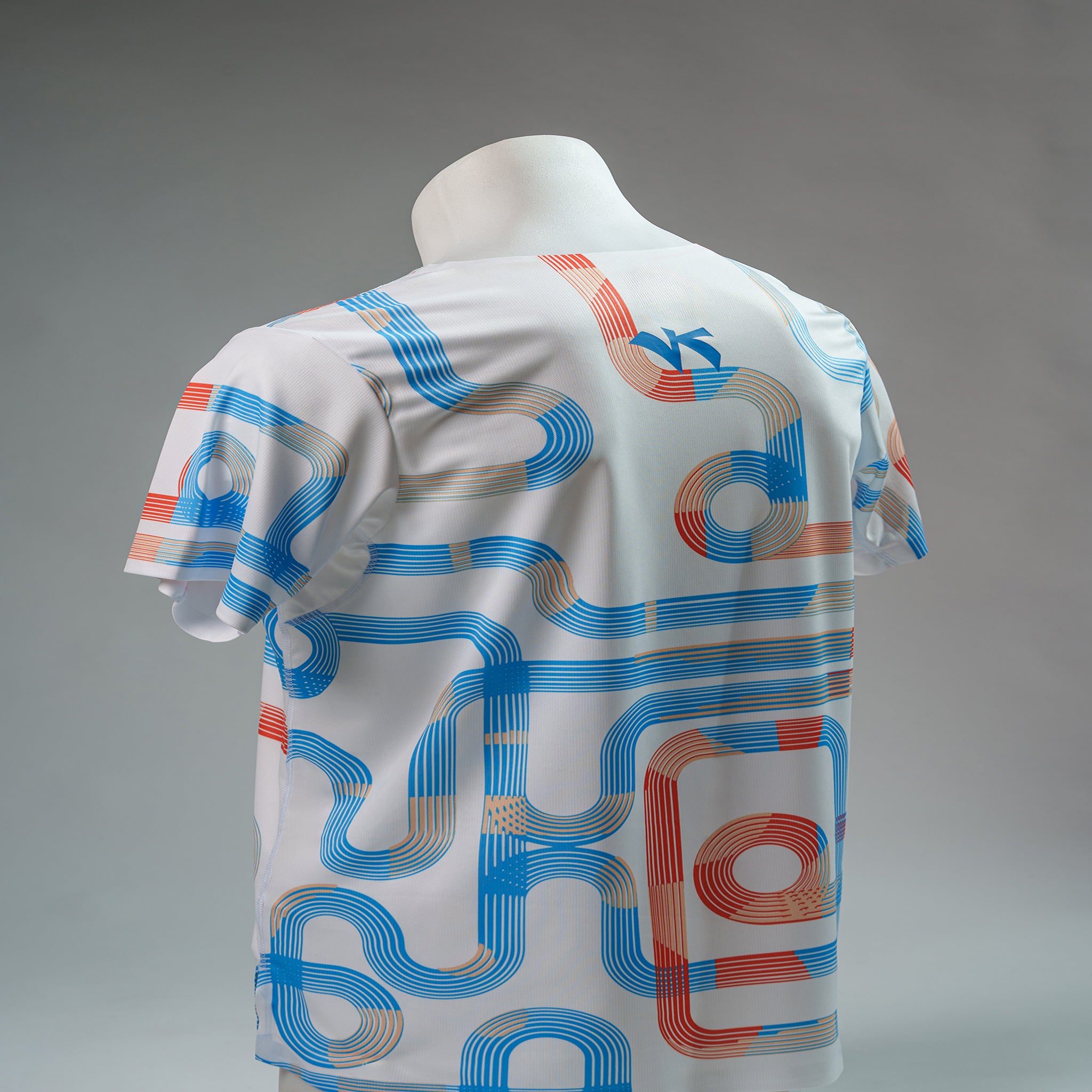 Round neck running track shirt White