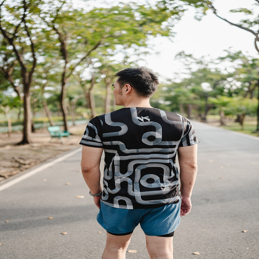 Round neck running track shirt Black