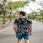 Round neck running track shirt Black
