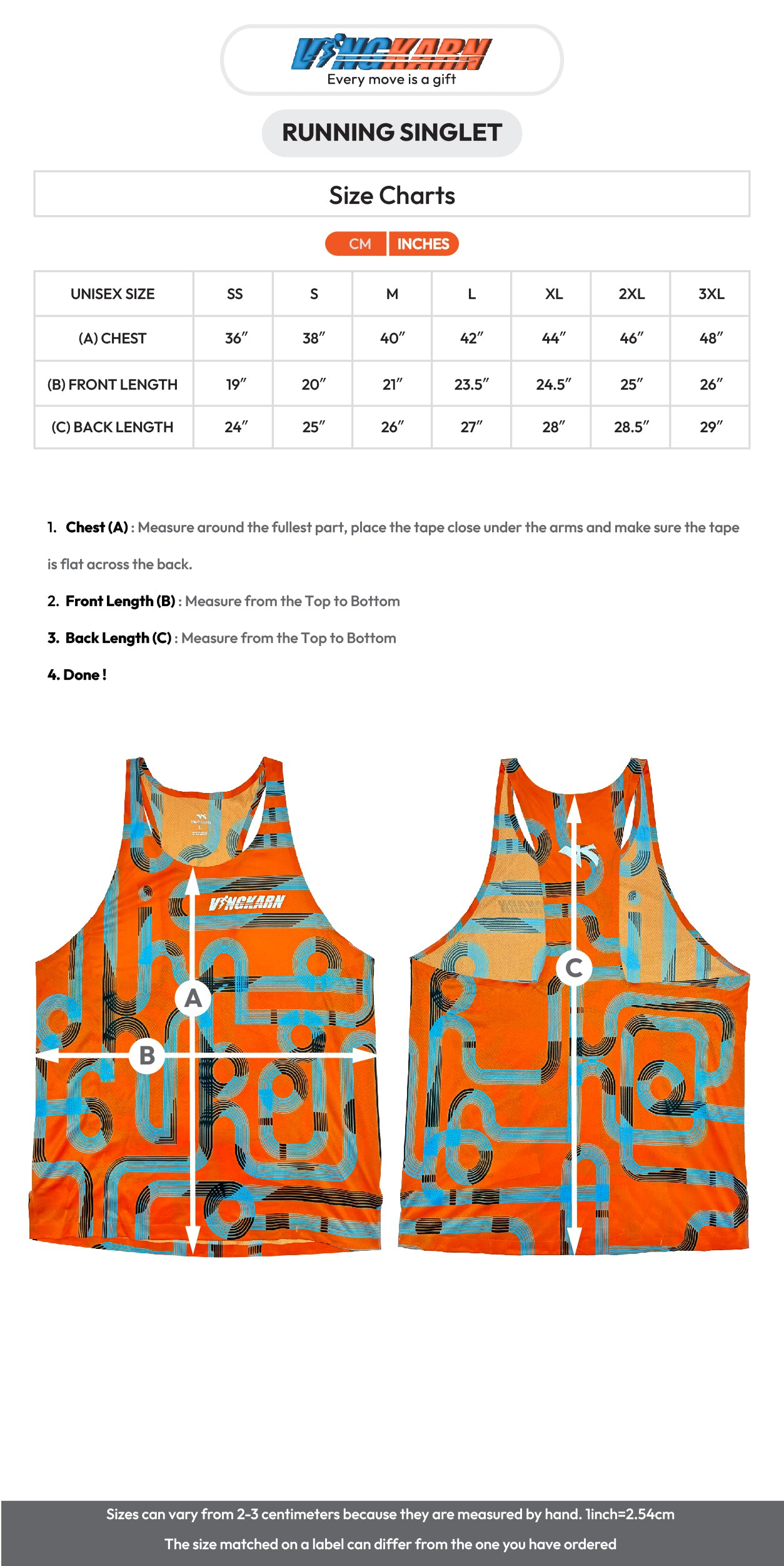 Singlet running shirt Orange
