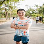 Round neck running track shirt White