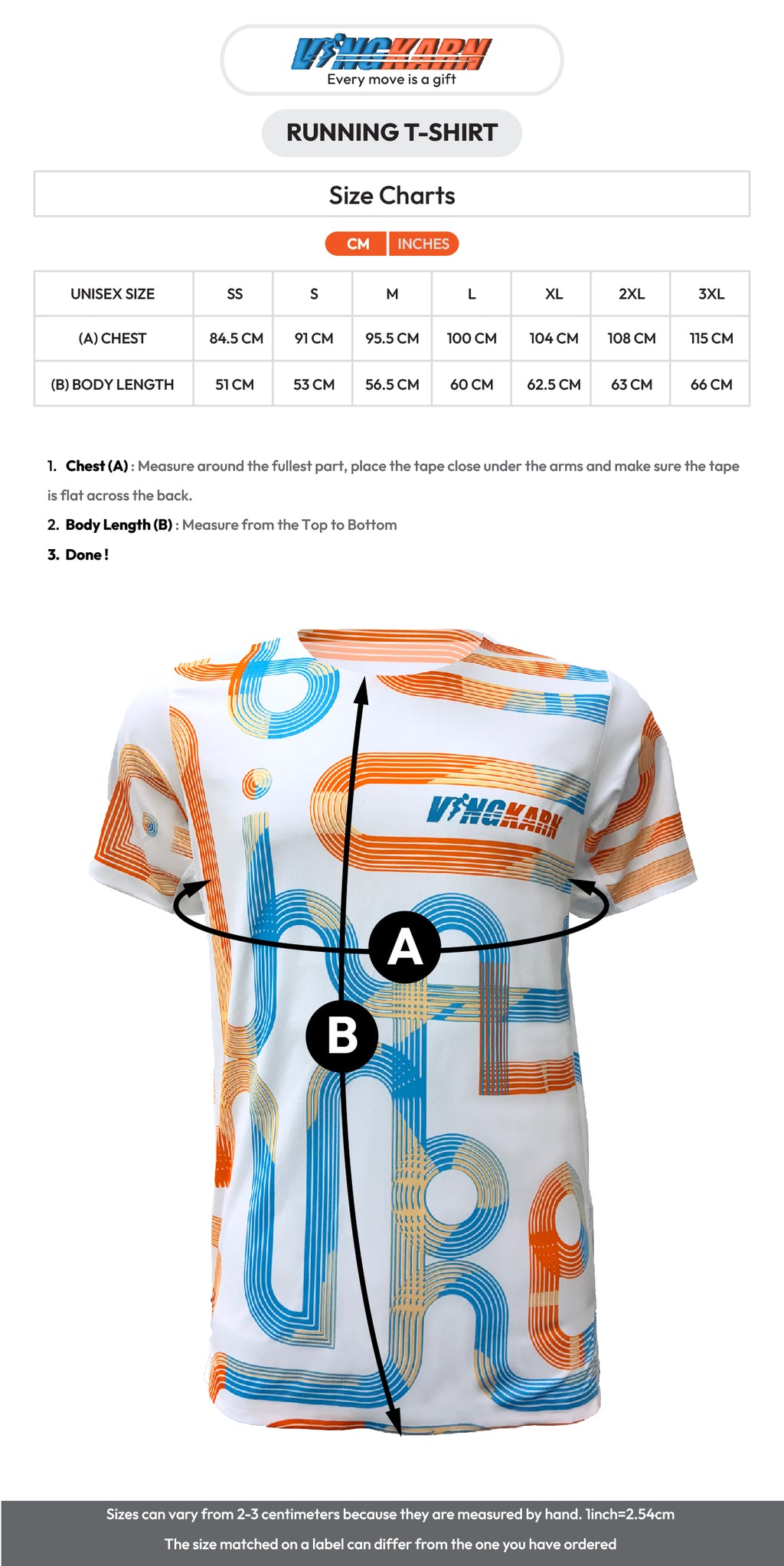 Round neck running track shirt White